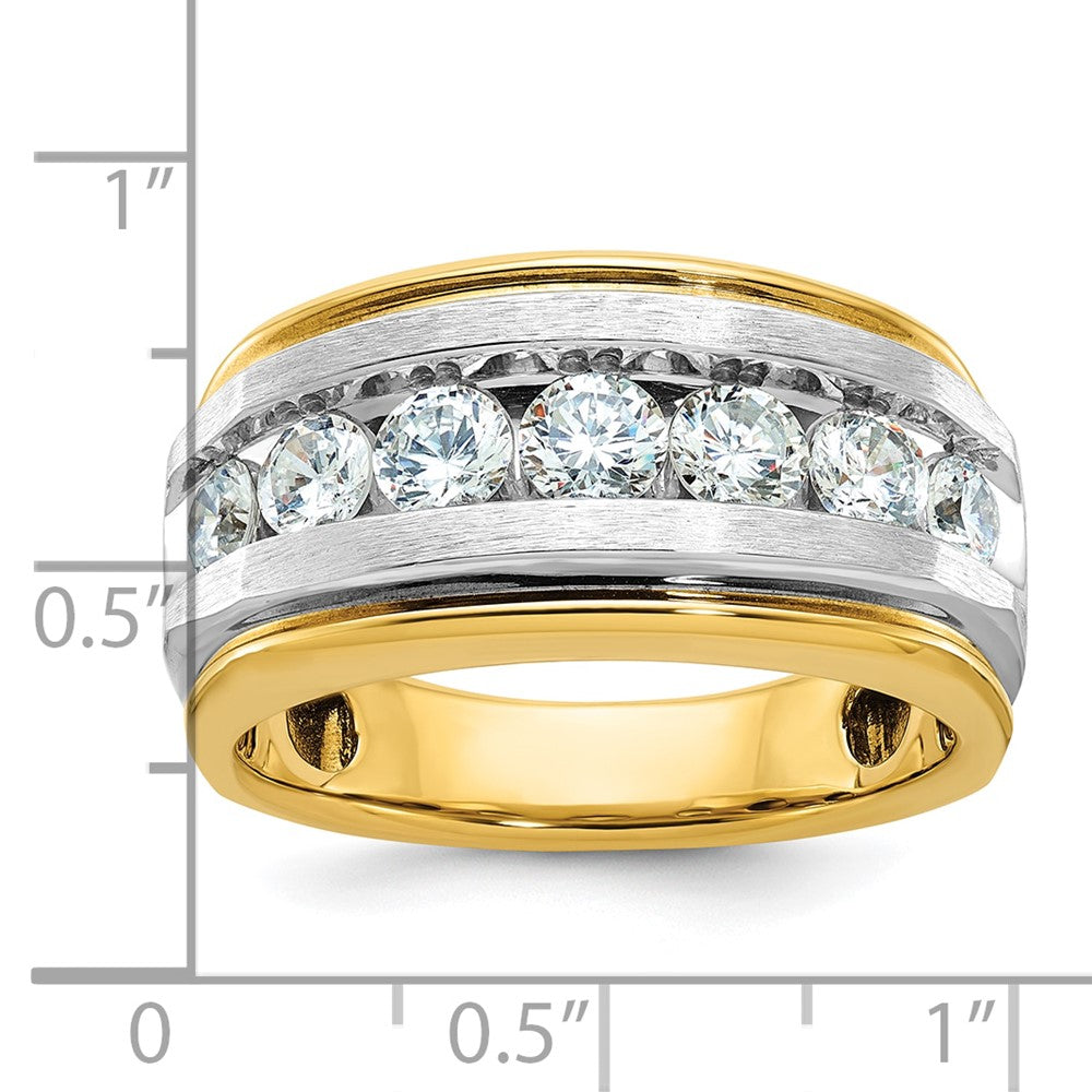 IBGoodman 14k Men's Polished Satin and Grooved 7-Stone Ring Mounting