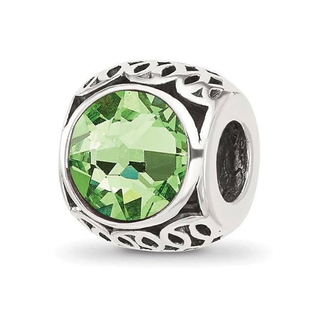 Sterling Silver Reflections Antiqued Light Green Crystal Bead