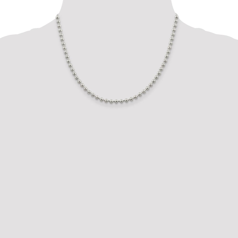 Sterling Silver 4mm Beaded Chain 18 Inches