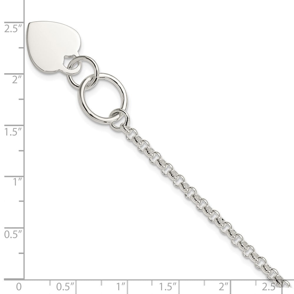 Sterling Silver Fancy Engraveable Heart Bracelet 7.5 inches