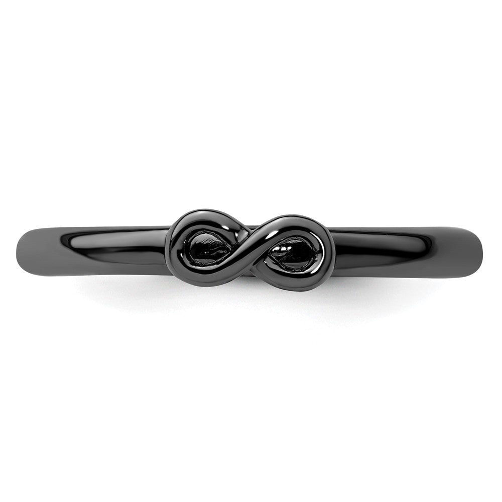 Sterling Silver Stackable Expressions Black-plated Infinity Symbol Ring