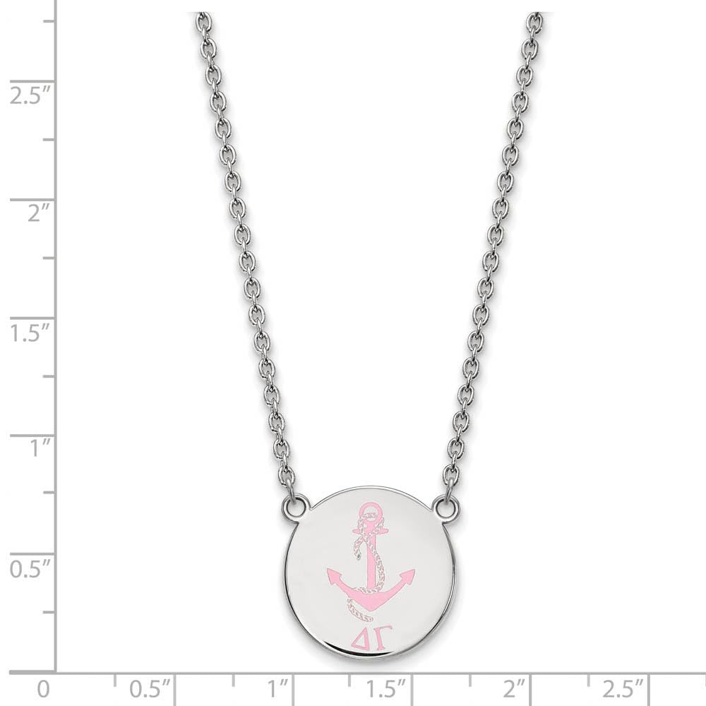 Sterling Silver LogoArt 18in Official Licensed Greek Sororities Delta Gamma (??) Small Enamel Pendant w/Necklace