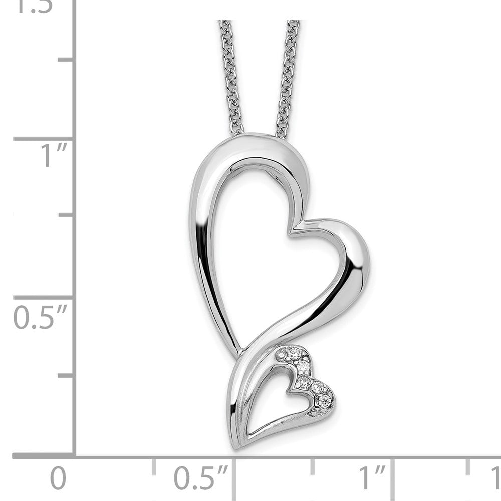 Sentimental Expressions Sterling Silver Rhodium-plated CZ Protected Heart 18in Necklace 18 Inches