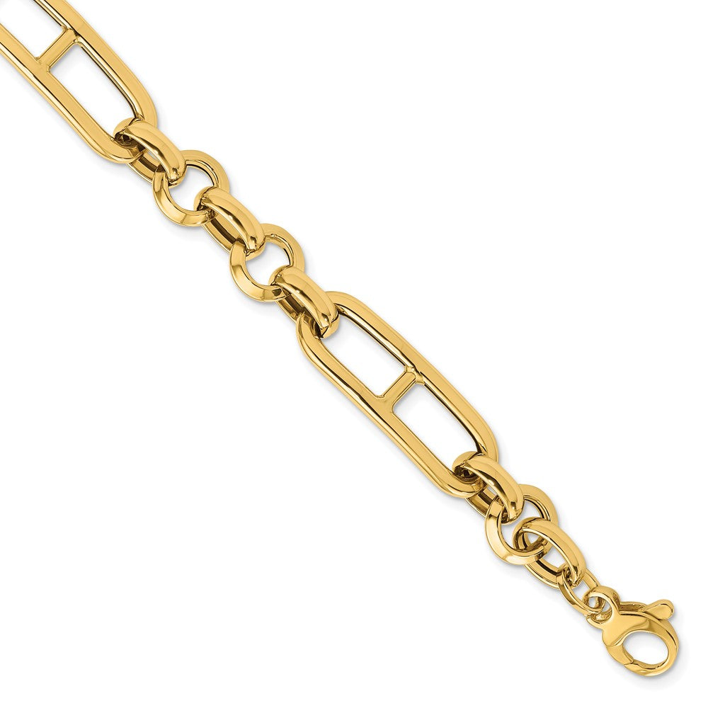 14K Polished Fancy Link Bracelet 7.5  inches