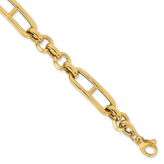 14K Polished Fancy Link Bracelet 7.5  inches