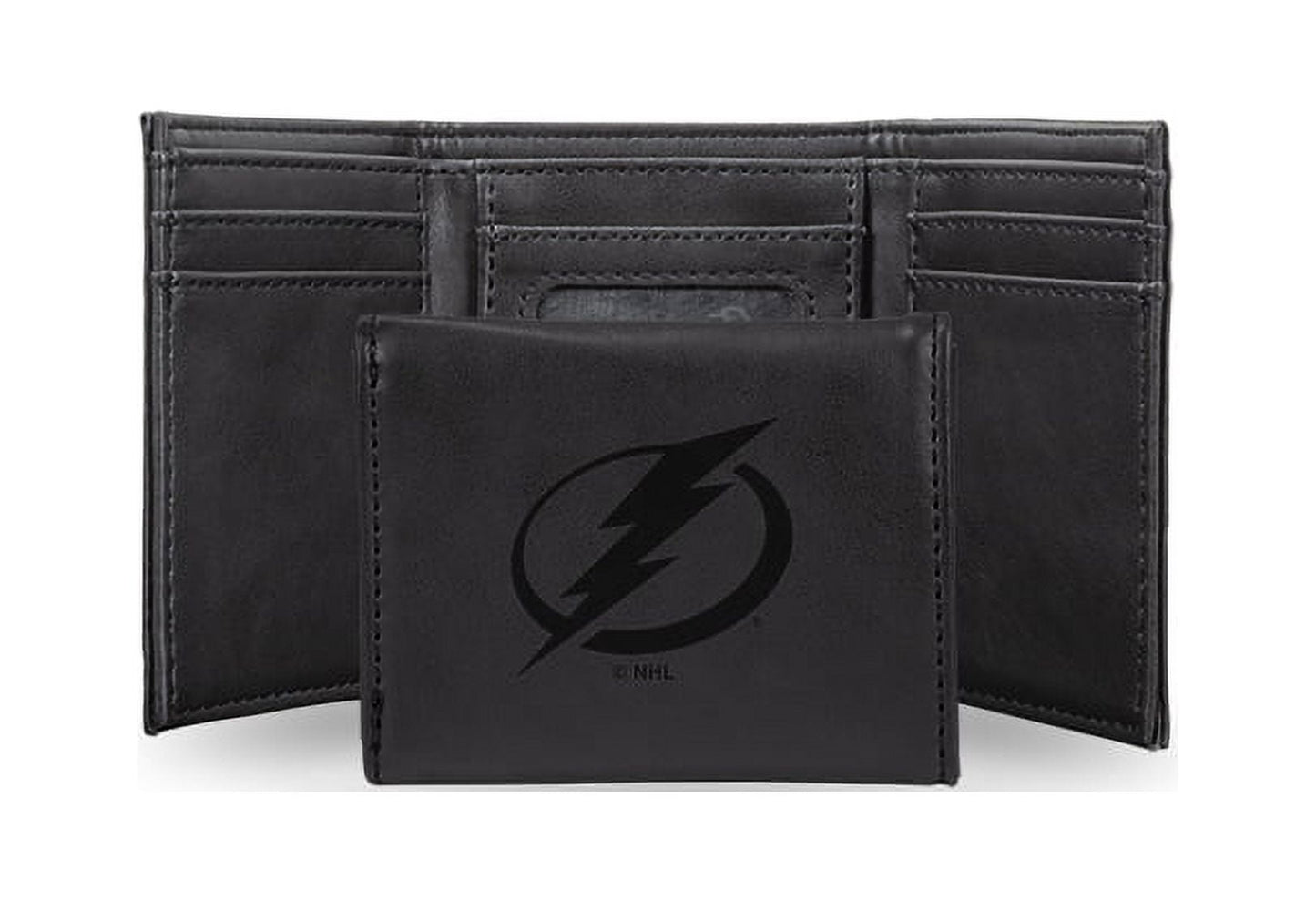 Hockey Rico Industries Tampa Bay Lightning Black Laser Engraved Trifold Laser Engraved Tri-Fold Wallet - Men's Accessory
