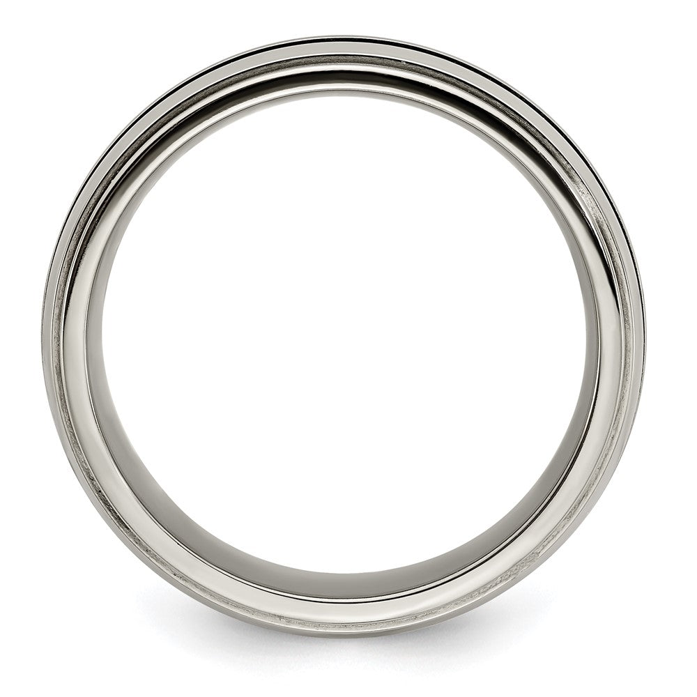 Edward Mirell Titanium Triple Groove Blue Anodized 7mm Band
