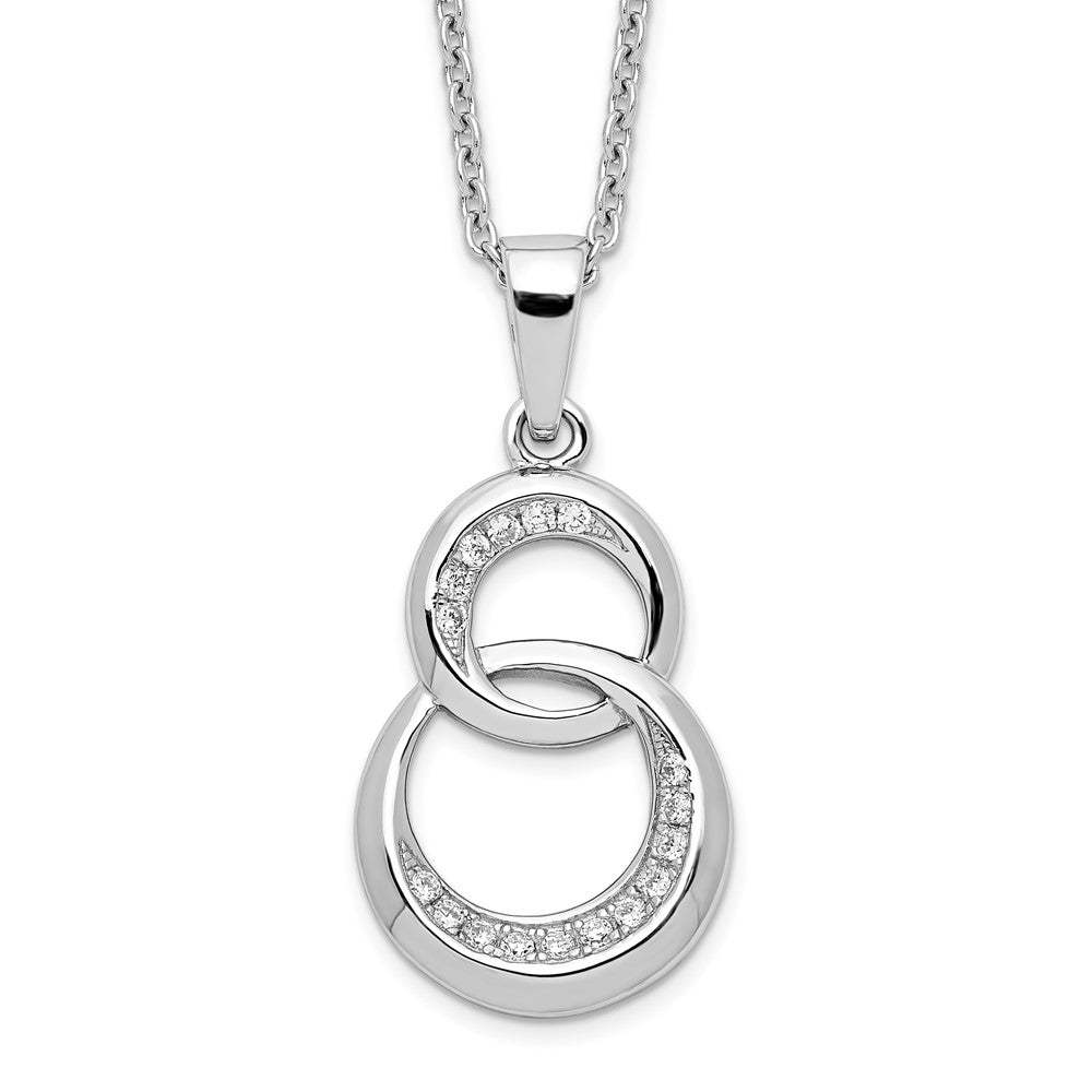 Brilliant Embers Sterling Silver Rhodium-plated 26 Stone 18 inch Micro Pav‚ CZ Polished Circle Necklace with 2 Inch Extender 18 Inches