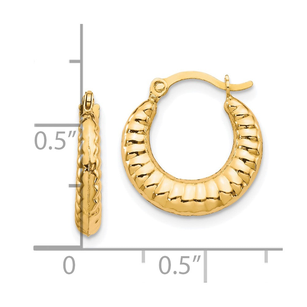 10K Scalloped Hollow Hoop Earrings