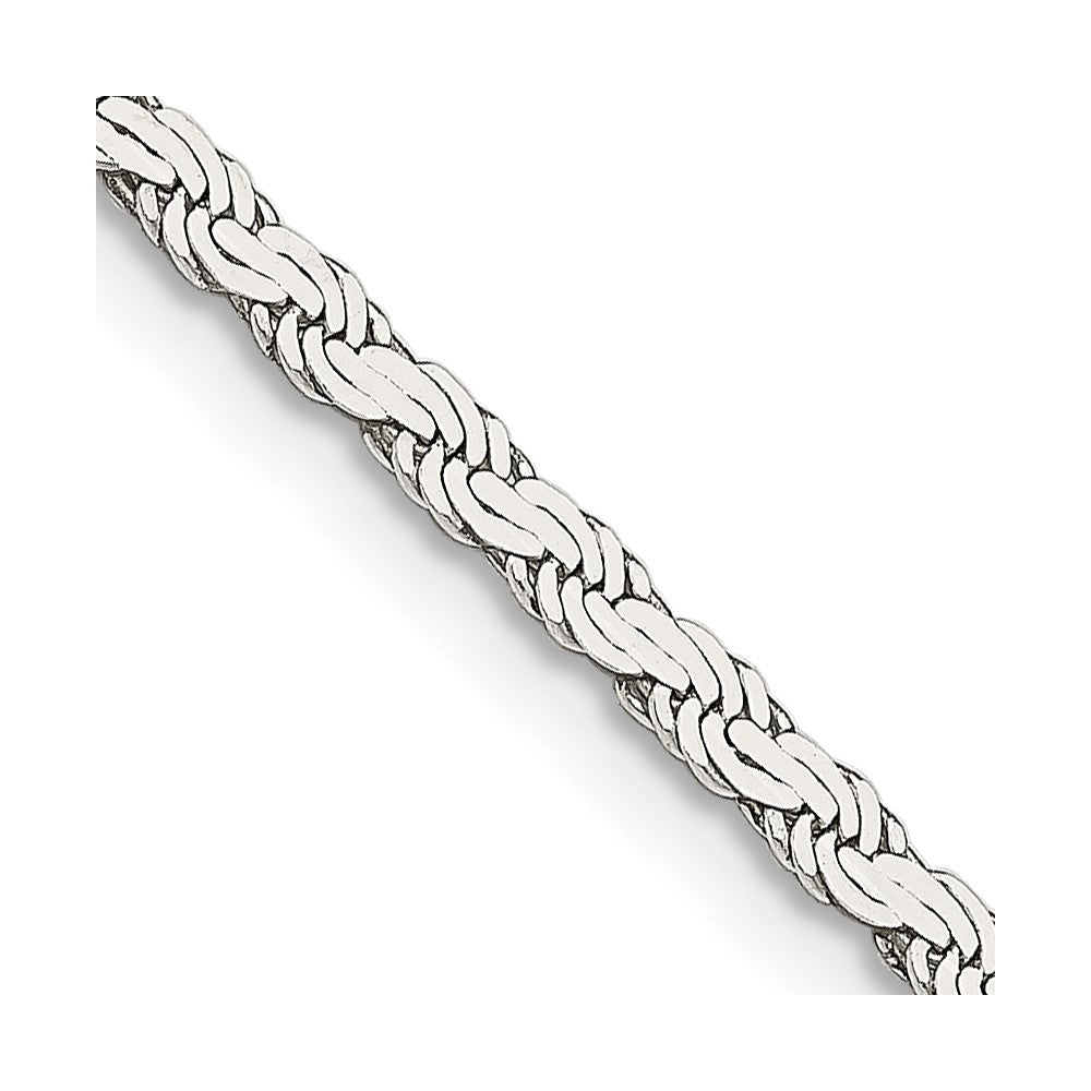 Sterling Silver 2.25mm Flat Rope Chain 26 Inches