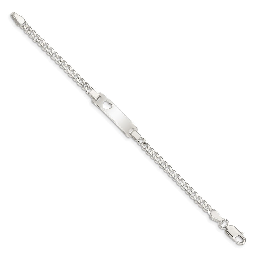 Sterling Silver Baby ID with Cut-out Heart Bracelet 5.5 inches