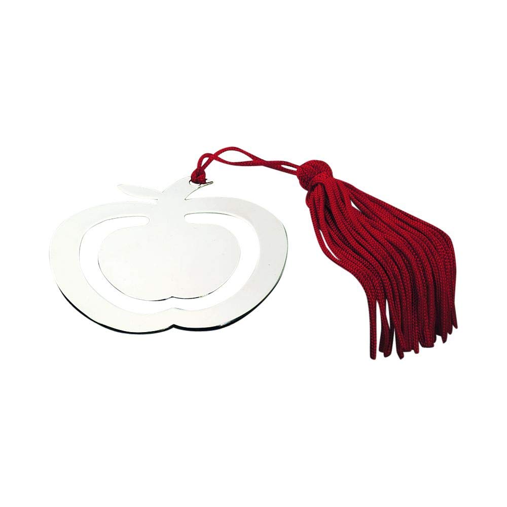 Creative Gifts International  Nickel Plated Apple Bookmark with Red Tassel - Red - 2.88in.
