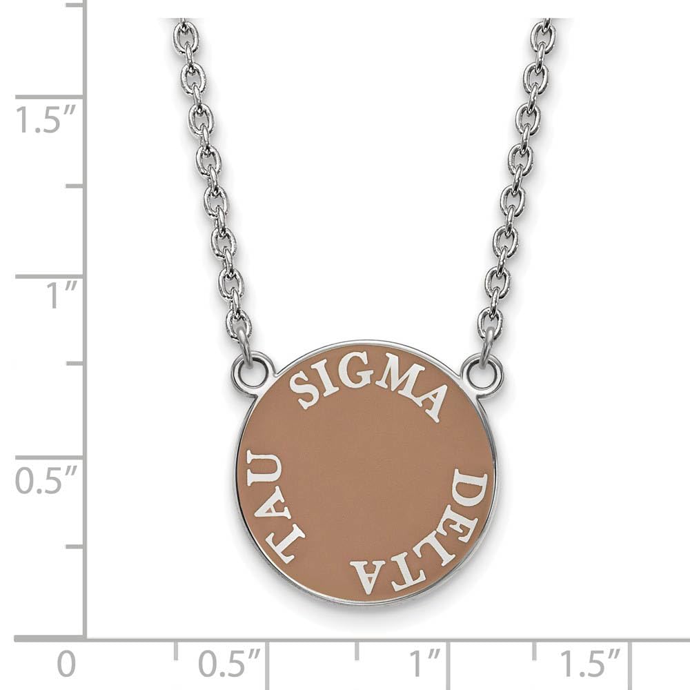 Sterling Silver 18in Official Licensed Greek Sororities Sigma Delta Tau Small Enamel Pendant w/Necklace