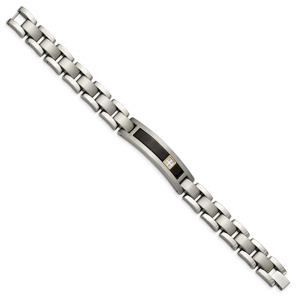 Titanium/14K Polished/Brushed w/Black Onyx .05ct. dia 8in Bracelet 8.75 inches