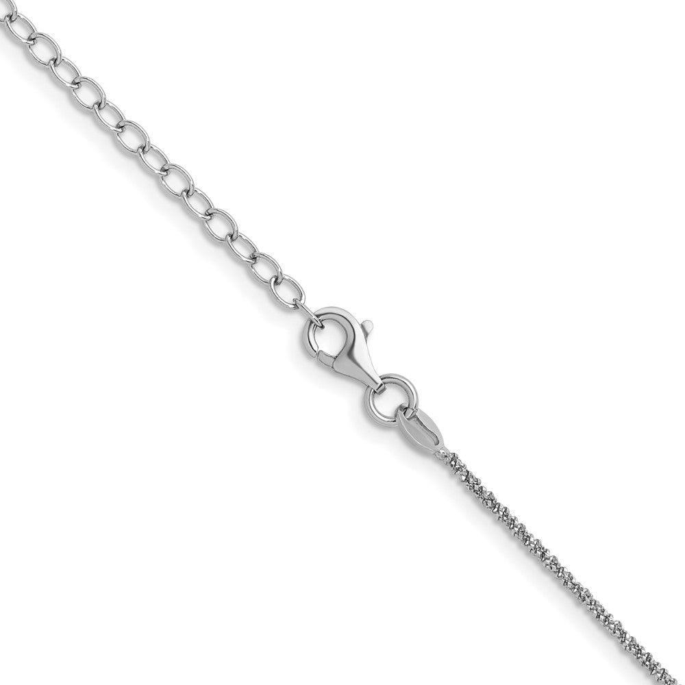 Sterling Silver Platinum-Plated Fancy Glitter 16 inch with a 2 inch extention Italian Rope Chain