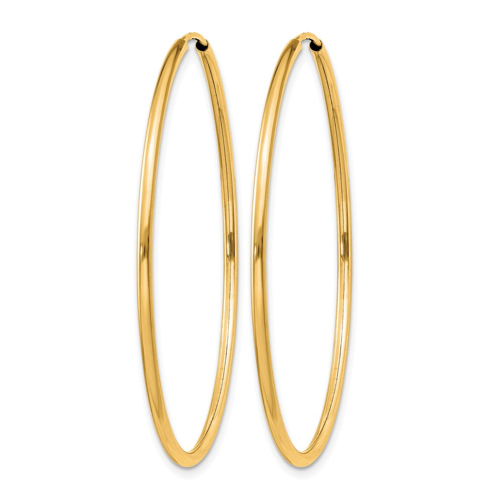 14K Gold 1.50mm Polished Round Endless Hoop Earrings
