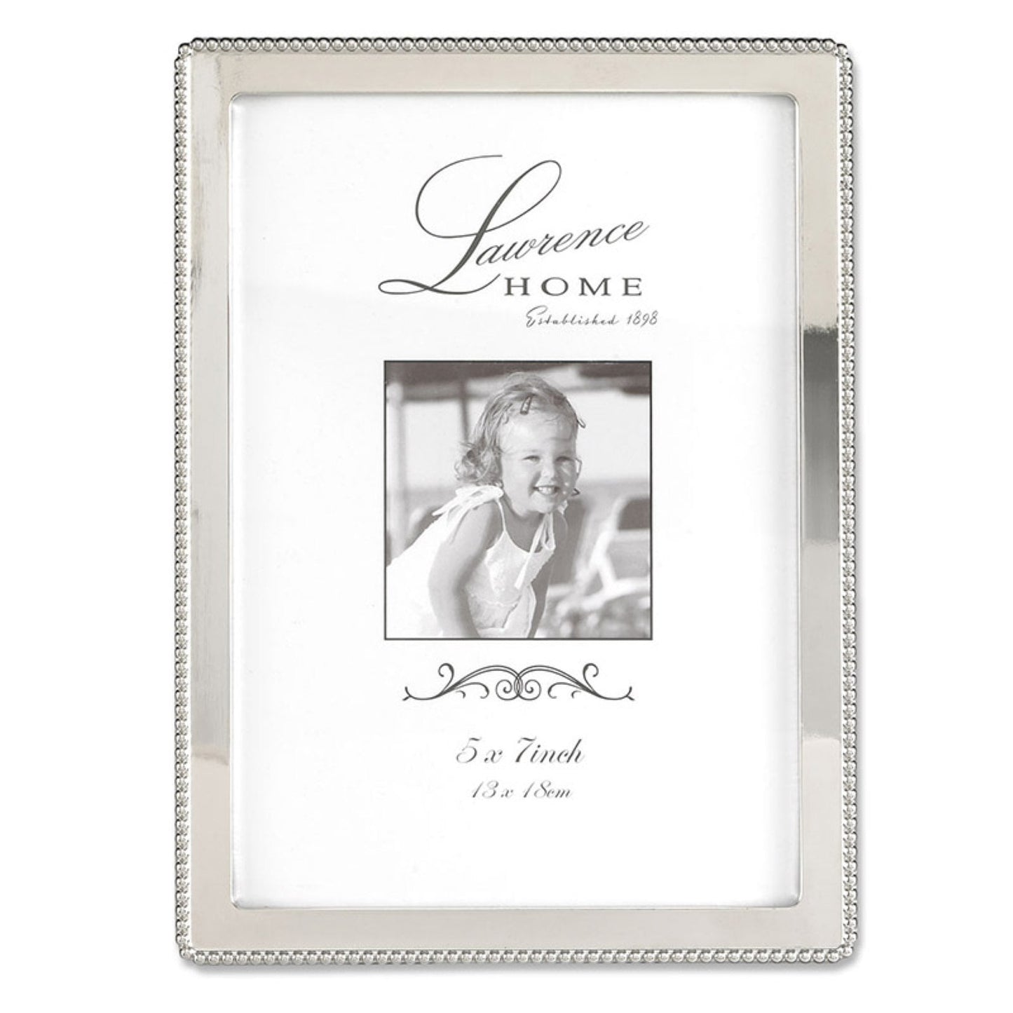 LawrenceFrames 710757 5 x 7 in. Bead Picture Frame, Silver