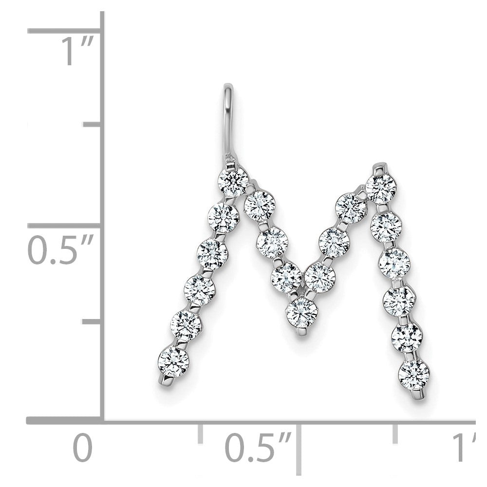 True Origin 14k White Gold 5/8 carat Lab Grown Diamond VS DEF Alphabet M Pendant