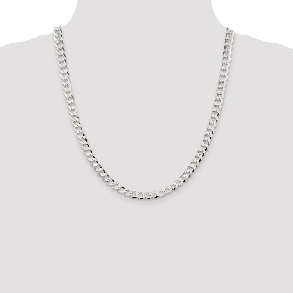 Sterling Silver 6.8mm Flat Curb Chain 22 Inches