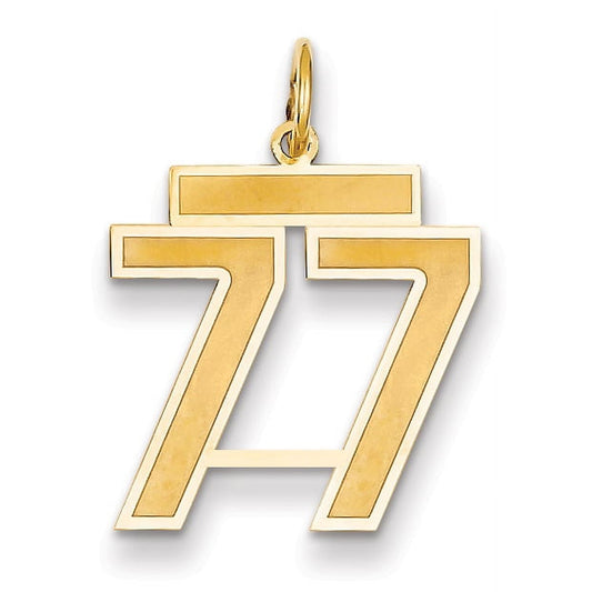 14k Medium Satin Number 77 Charm