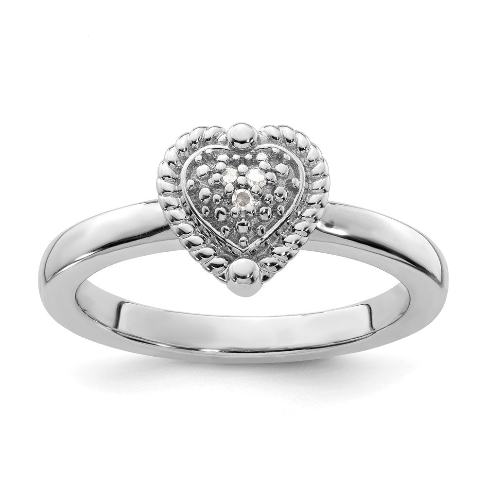 Sterling Silver Stackable Expressions Heart Diamond Ring Size -5