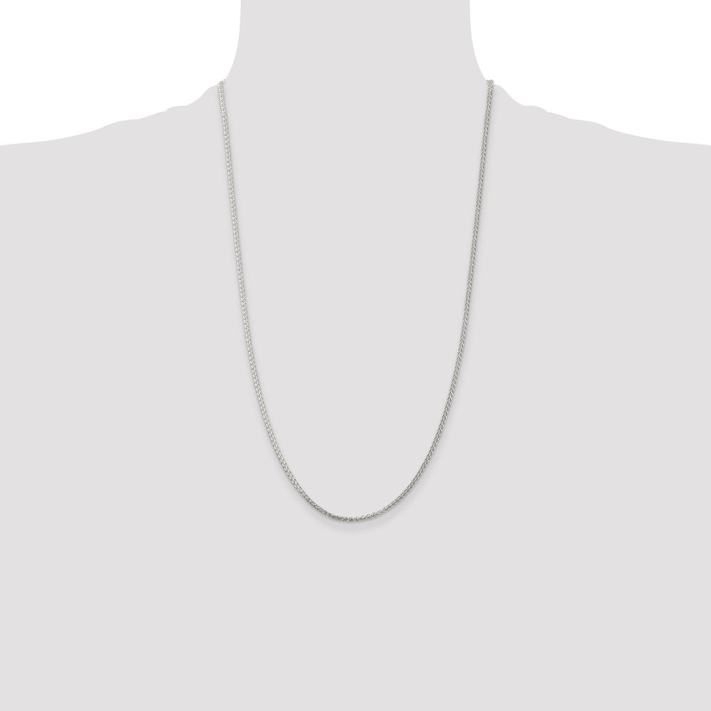 Sterling Silver Rhodium-plated 1.75mm Round Spiga Chain 26 Inches