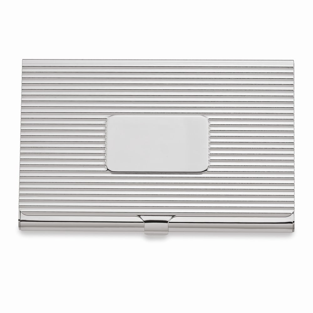 Nickel-plated Ribbed Business Card Case Q-GL8026