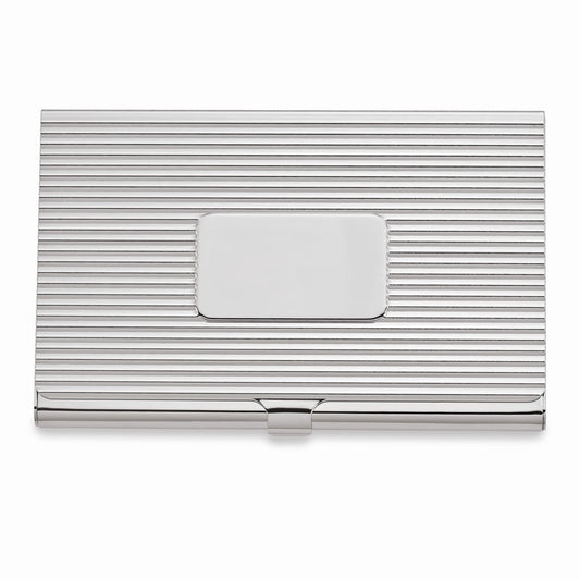 Nickel-plated Ribbed Business Card Case Q-GL8026