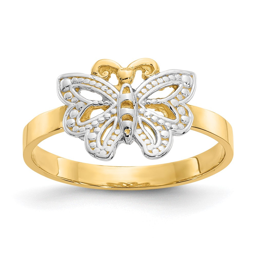 14k w/Rhodium Butterfly Ring Size 6