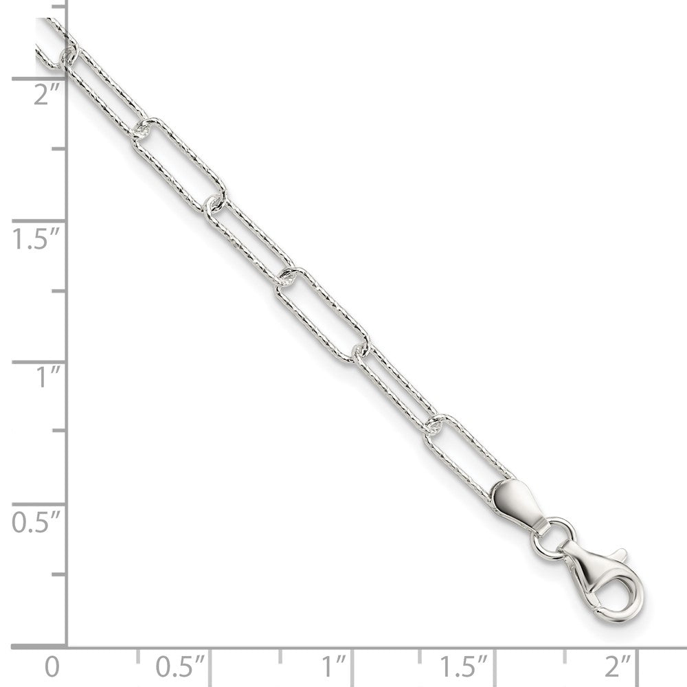 Sterling Silver Rhodium-plated D/C Fancy Link w/.75 in Ext Bracelet 7.25 inches