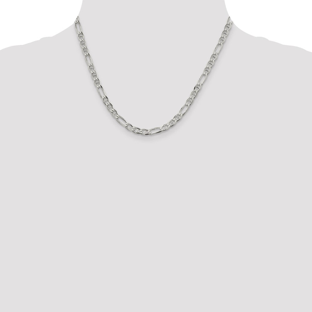 Sterling Silver 4.5mm Figaro Anchor Chain 18 Inches