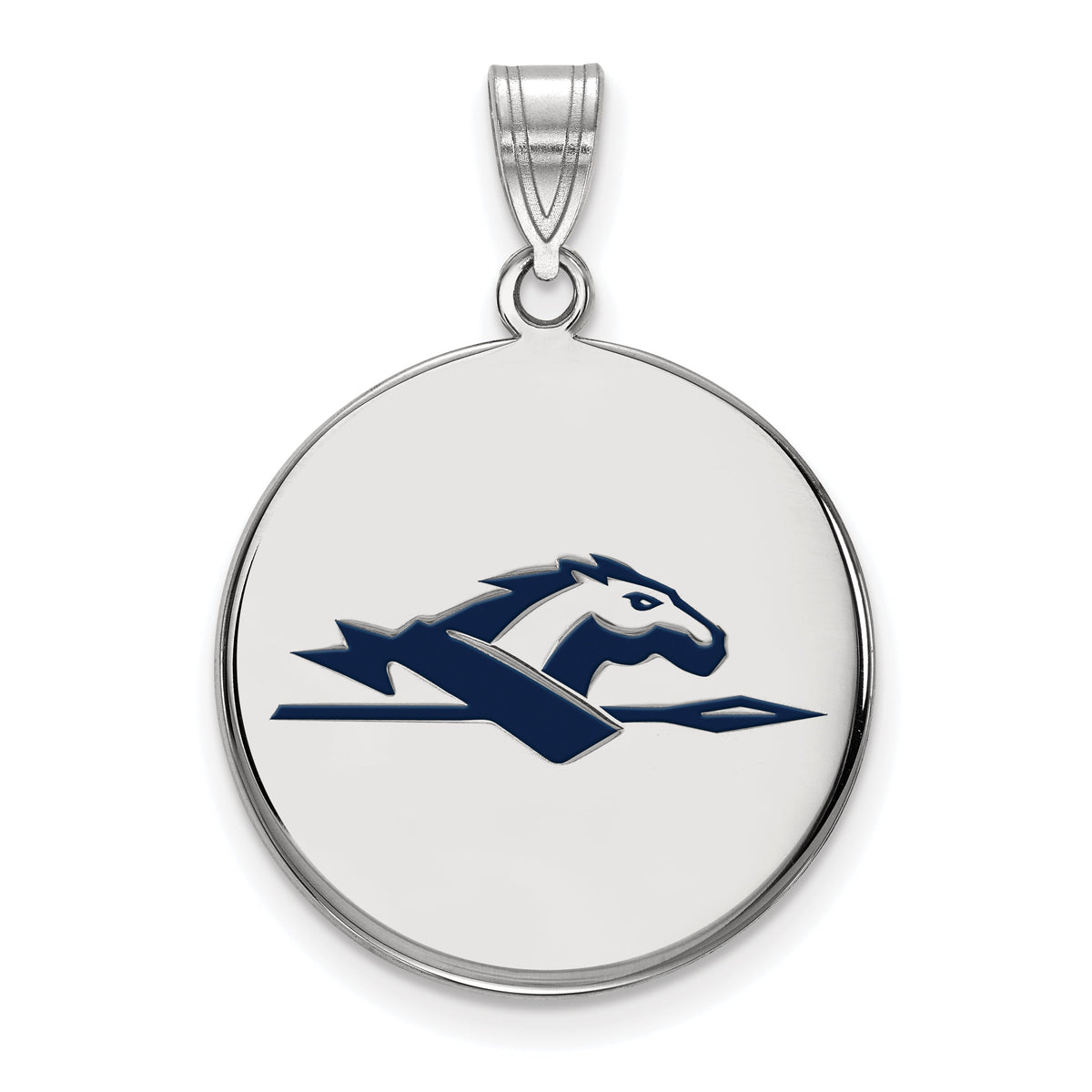 LogoArt Sterling Silver Longwood University Large Enamel Disc Pendant Necklace