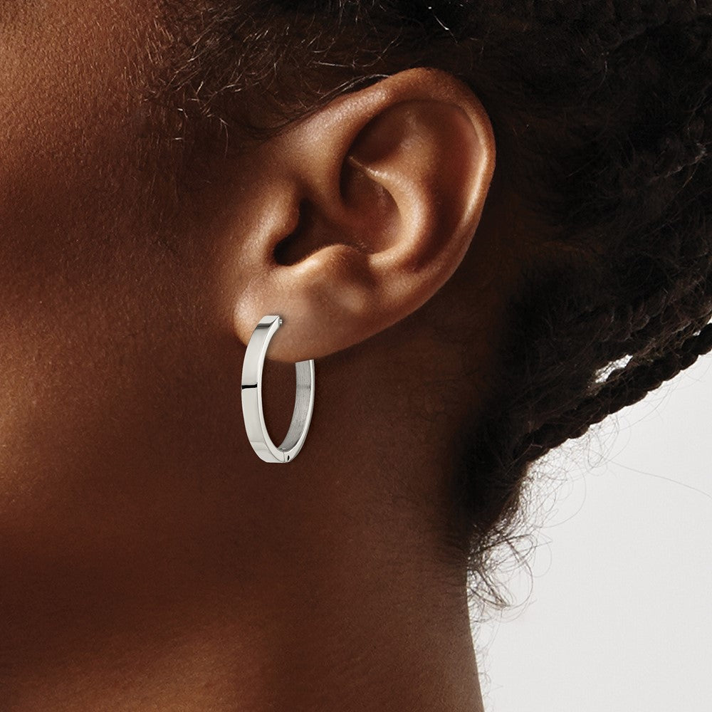 Titanium Polished 2.75mm Hinged Hoop Earrings