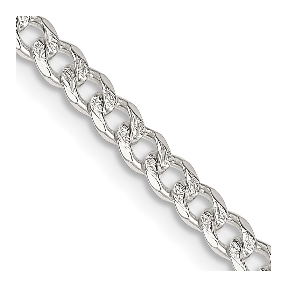 Sterling Silver 3.8mm Pav‚ Curb Chain 22 Inches