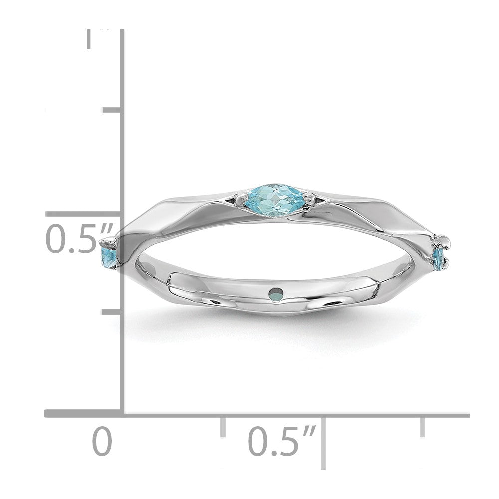 Sterling Silver Stackable Expressions Rhodium-plated Blue Topaz Ring Size -9