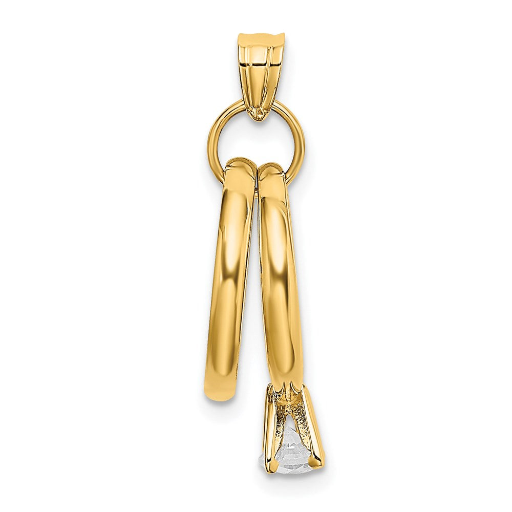 14k Large Wedding Rings w/CZ Charm