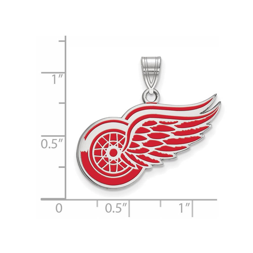 LogoArt NHL Detroit Red Wings Sterling Silver Large Enamel Pendant