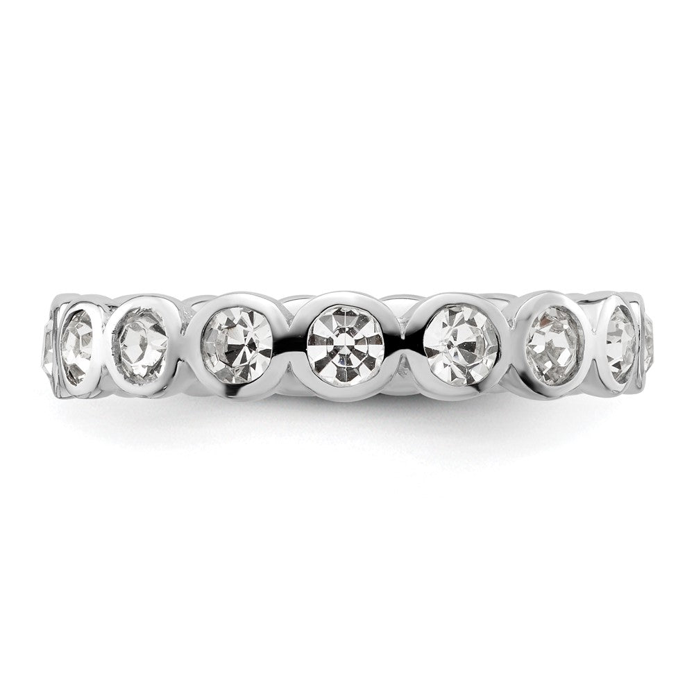 Sterling Silver Stackable Expressions April Crystal Ring Size -5