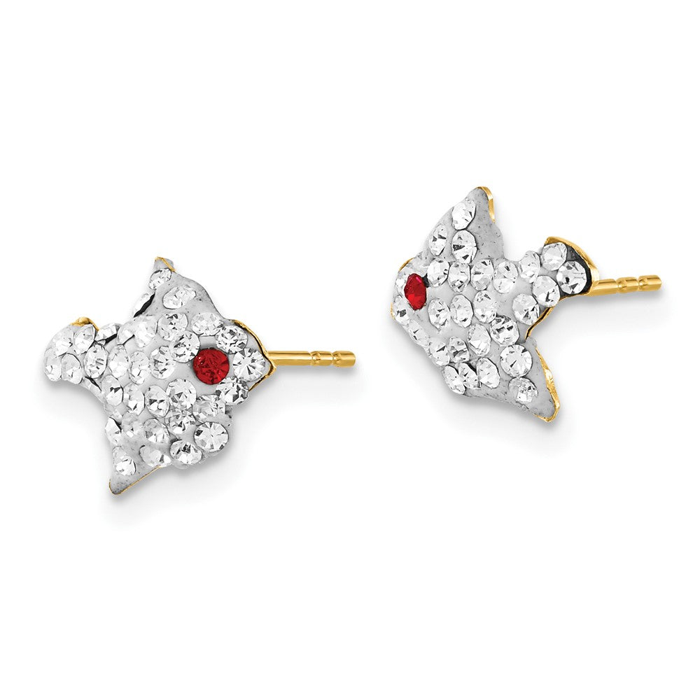 14ky Red & Clear Crystal Bird Post Earrings