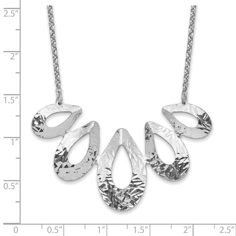 Sterling Silver Rhodium-plated D/C w/ 1in ext. Necklace