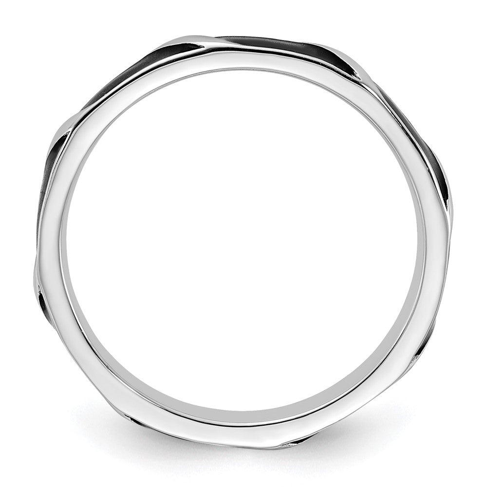Sterling Silver Stackable Expressions Black Enameled Ring