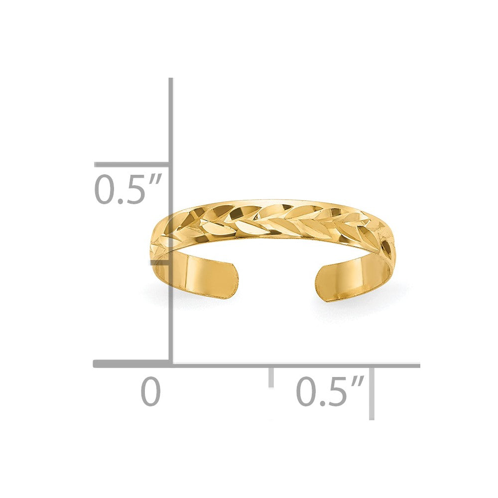 10k Yellow Gold Cheveron Design Cut Toe Ring