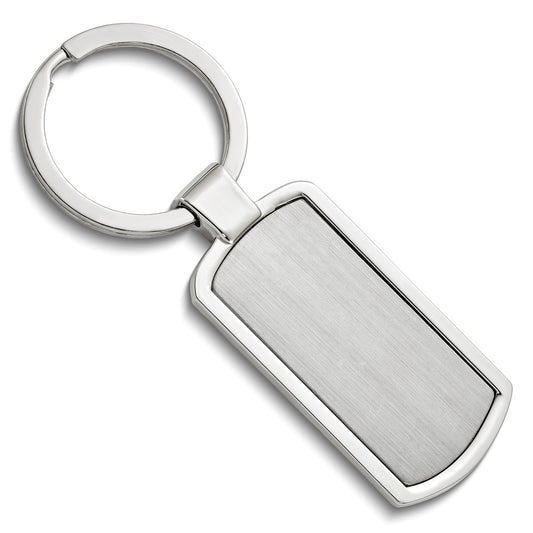 Nickel-plated Polished and Satin Engravable Rectangle Key Ring