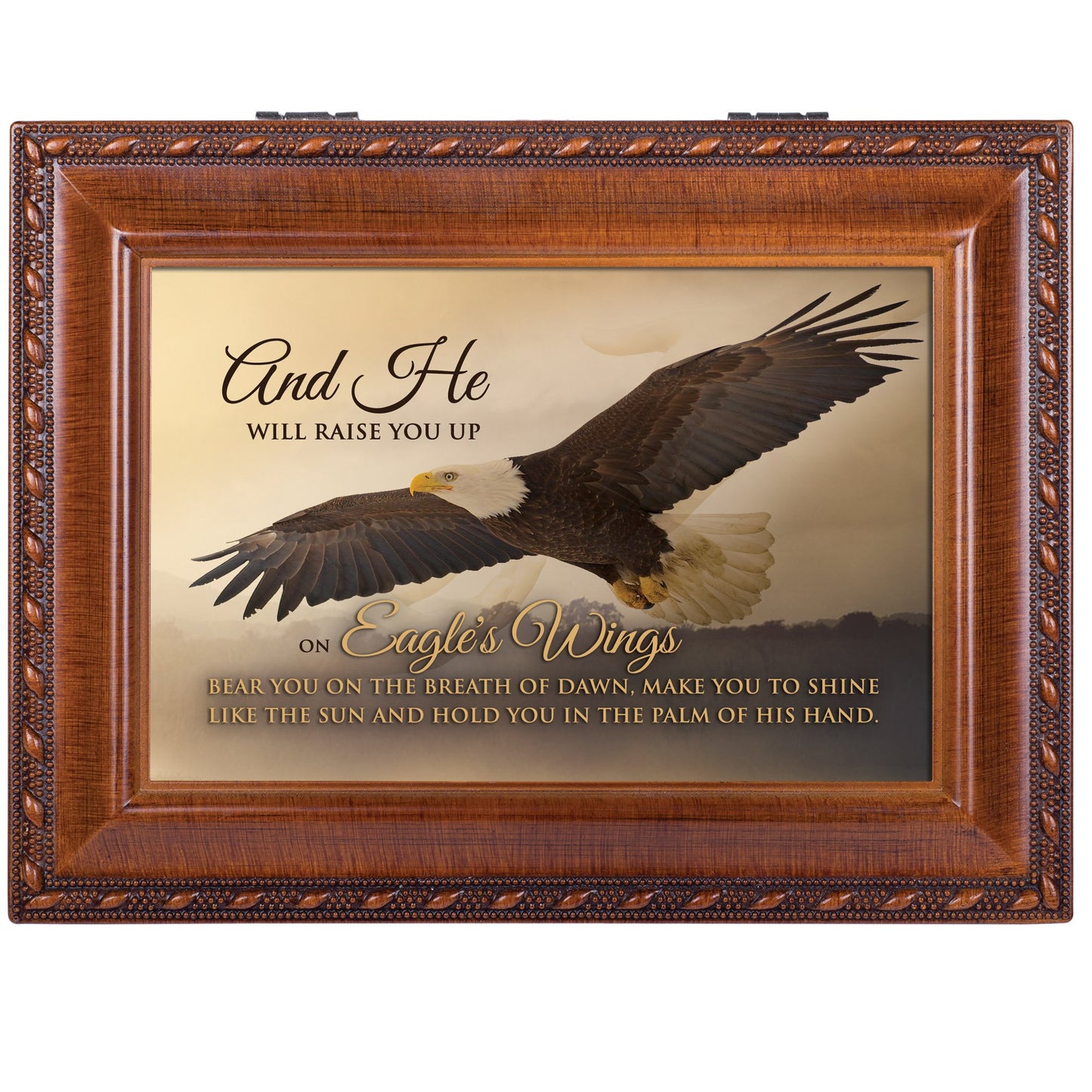 ON EAGLE'S WINGS Woodgrain Resin Music Box (Plays On Eagle's Wings) Q-GM22921