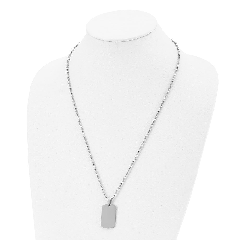 Stainless Steel Brushed & Polished 2mm Reversible Dog Tag 24in Necklace