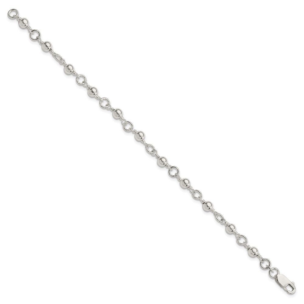 Sterling Silver Beaded Fancy Link Bracelet 7 inches