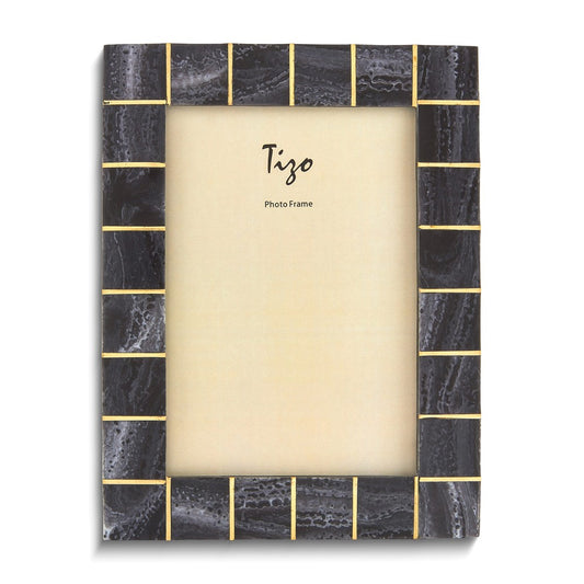Black Resin with Brass Accent 4x6 Photo Frame