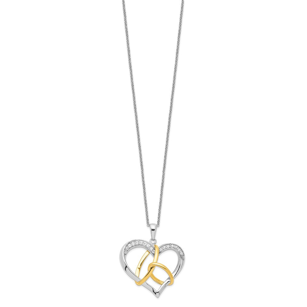 Sentimental Expressions Sterling Silver Gold-plated CZ To Have And To Hold 18in Necklace 18 Inches