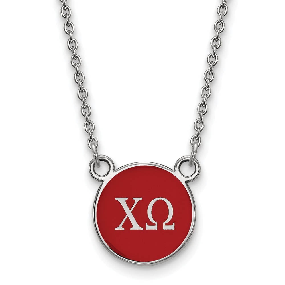 Sterling Silver 18in Official Licensed Greek Sororities Chi Omega (??) XS Enamel Pendant w/Necklace