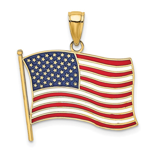 14K w/ Enamel American Flag Charm